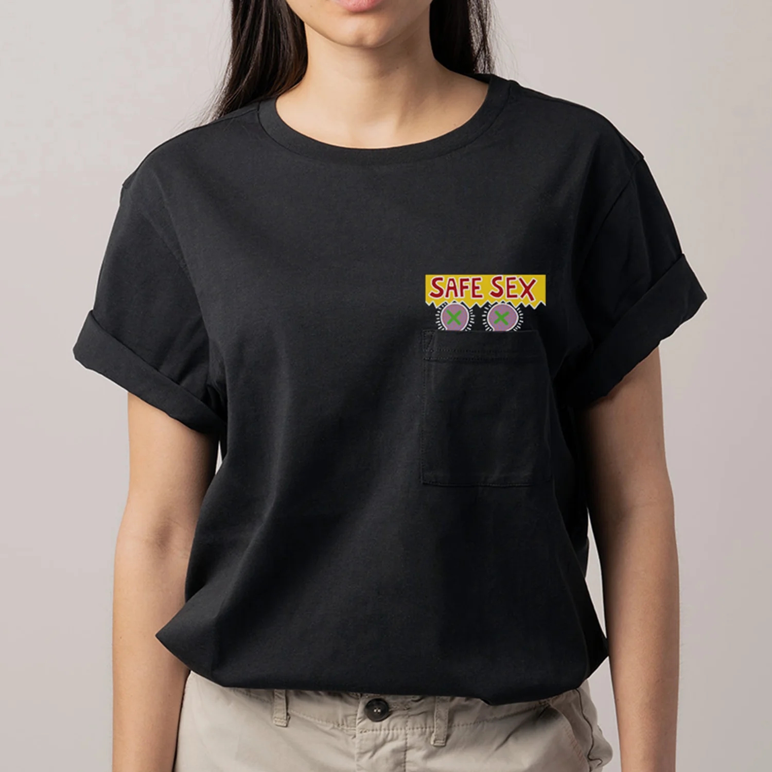Keith Haring Safe Sex Pocket Tee - Black - Image 5
